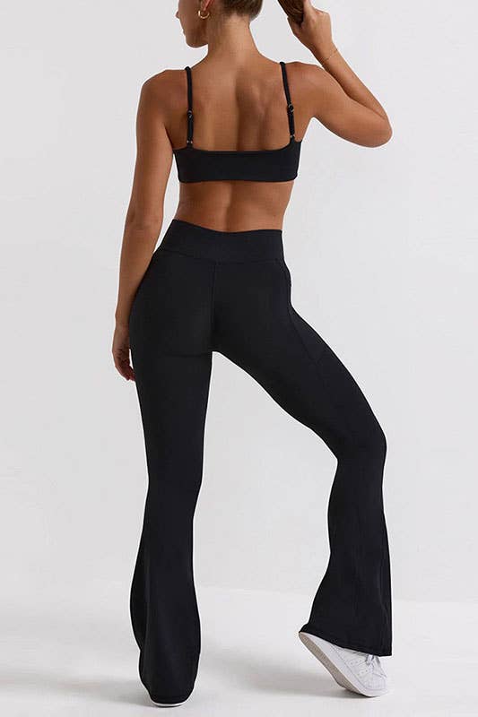 Premium Seamless Bell-Bottom Workout Pants With Pockets