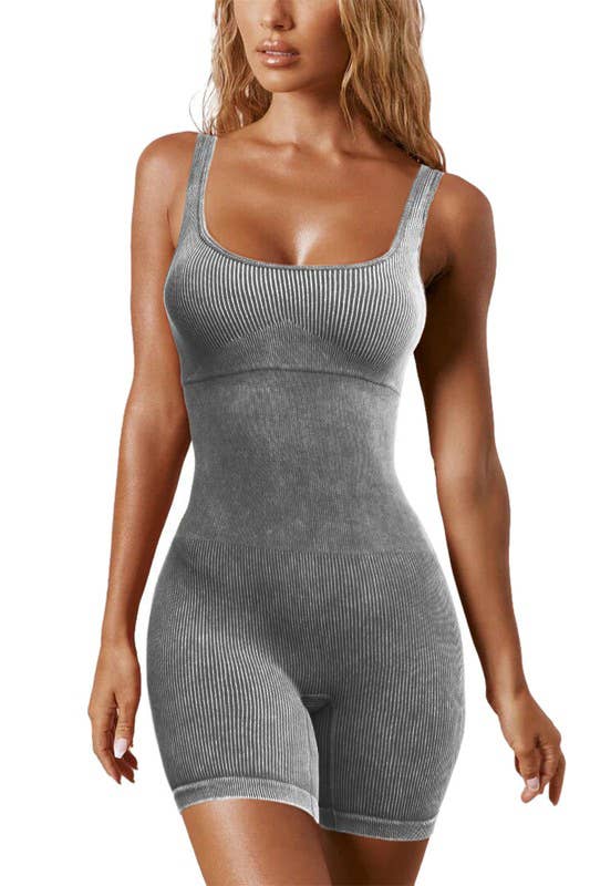 Seamless Mineral-Wash Shaping Romper